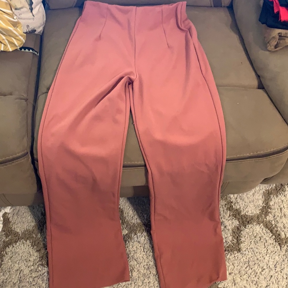 High waisted pink pants